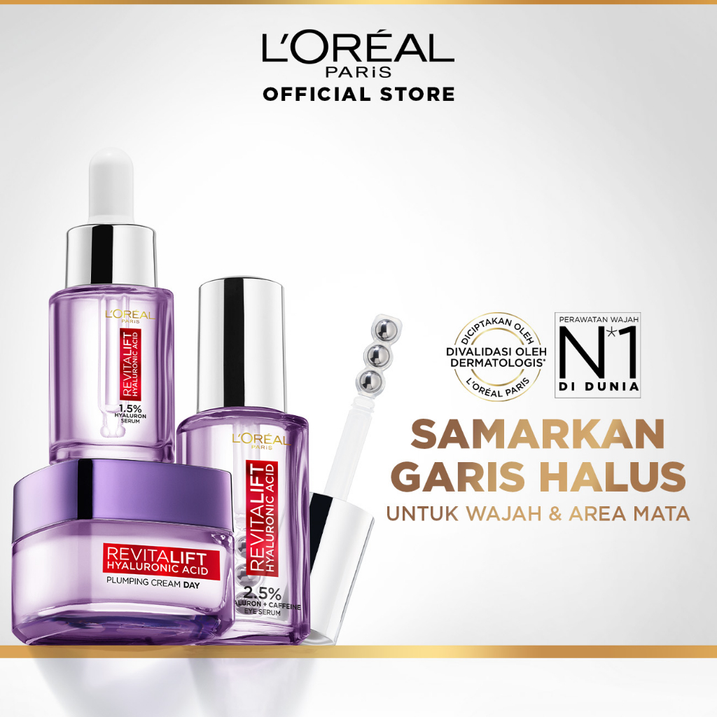 Jual L'OREAL PARIS POWER PLUMP KIT Hyaluronic Acid Serum Wajah Triple