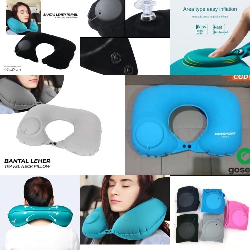 bantal leher travel angin outdoor traveling travel pillow nh inflatable  neck pillow