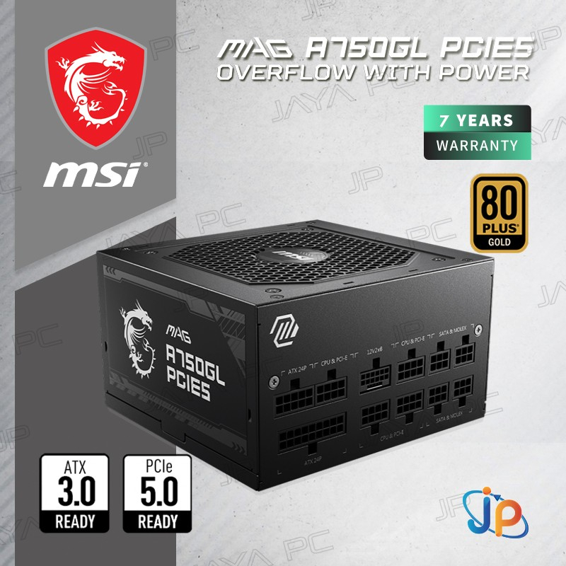 Jual MSI MAG A750GL PCIE5 750Watt PSU/ Power Supply 750W 80+ Gold ...