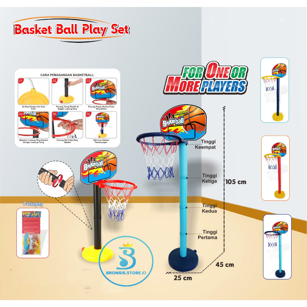 Jual Bronsis - Mainan Anak Ring Basket Basketball YG13- Tiang Bola ...