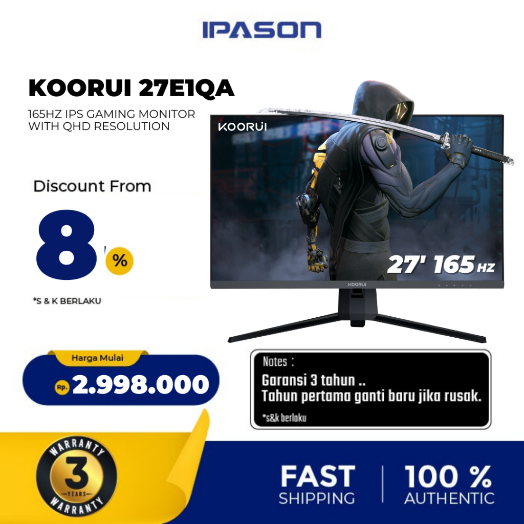 Jual KOORUI Inch QHD Gaming Monitor Hz K Ms X E QA Shopee Indonesia