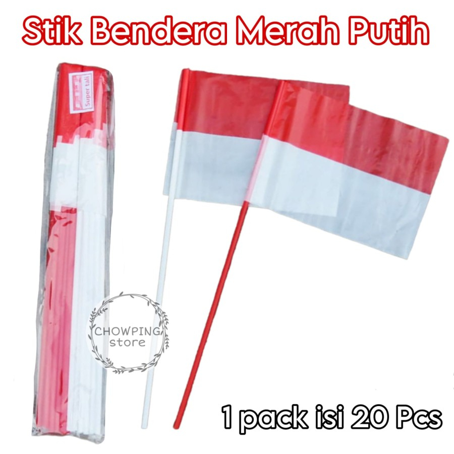 Jual 20 Pcs Stik Bendera Plastik Pawai 17 Agustus Hut Ri Merah Putih Shopee Indonesia