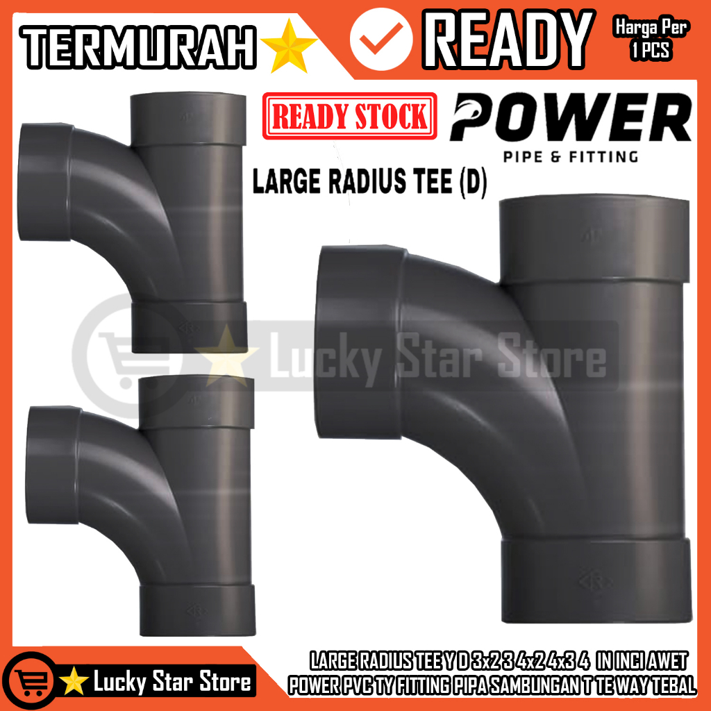 Jual Power Large Radius Tee Y D 3X2 3 4X2 4X3 4 In Inci Inchi Tee Y 90 ...