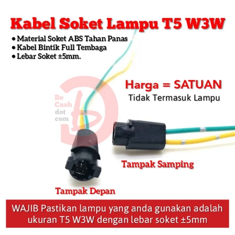 Jual Kabel Soket Fitting Piting Lampu Mobil T W W Bahan Abs Kabel Bintik Cek Deskripsi