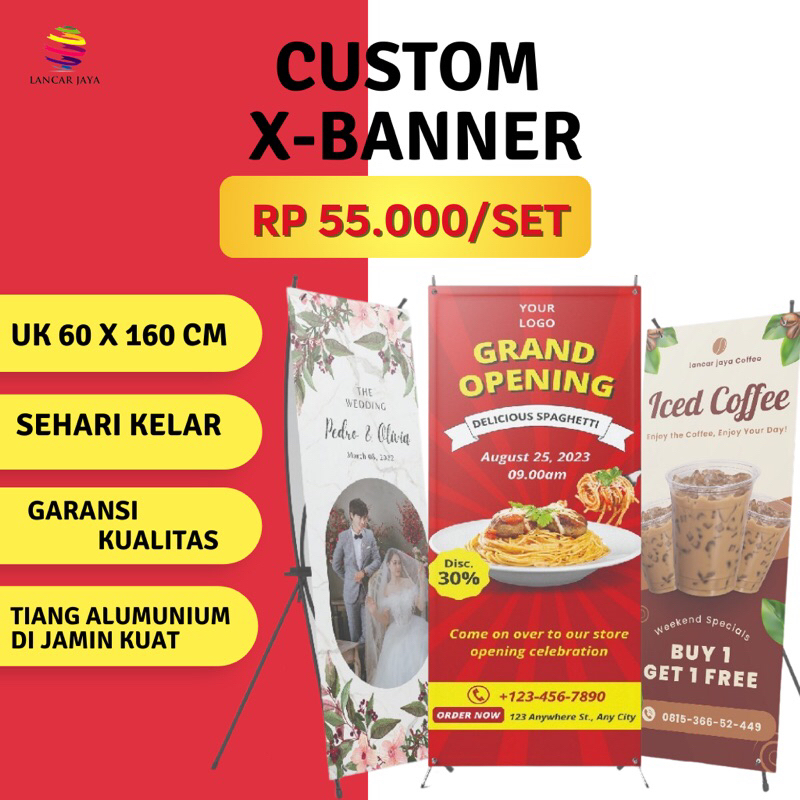 Jual CUSTOM XBANNER 60x160cm CETAK X BANNER MURAH X banner wisuda Shopee Indonesia