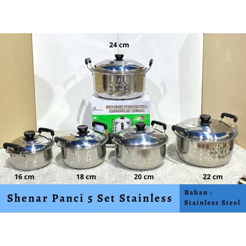 Jual Panci Set Susun Stainless Panci Shenar Tingkat Tutup Bahan