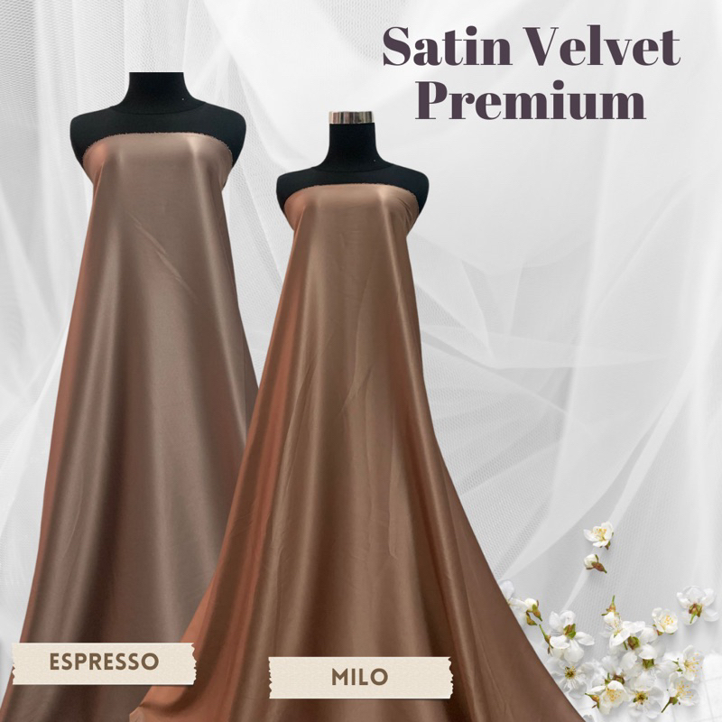 Jual Kain Bahan Satin Velvet Premium Furing Kebaya Polosan Adem Bisa