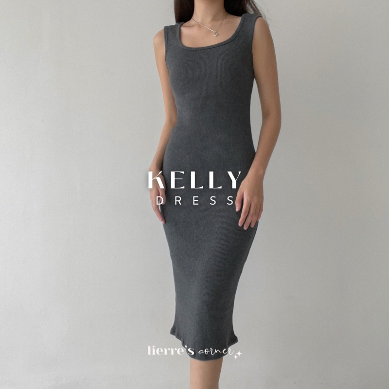 Jual Kelly Midi Dress Basic Rib Knit Bodycon Dress Shopee Indonesia 2791