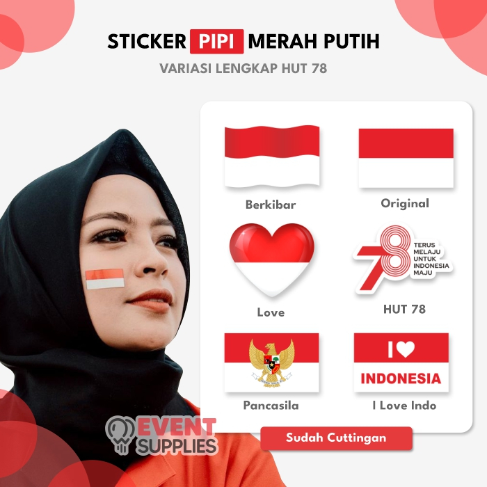 Jual 10pcs Sticker Pipi Hut Ri Bendera Merah Putih Stiker Kemerdekaan Indonesia Pancasila 6123