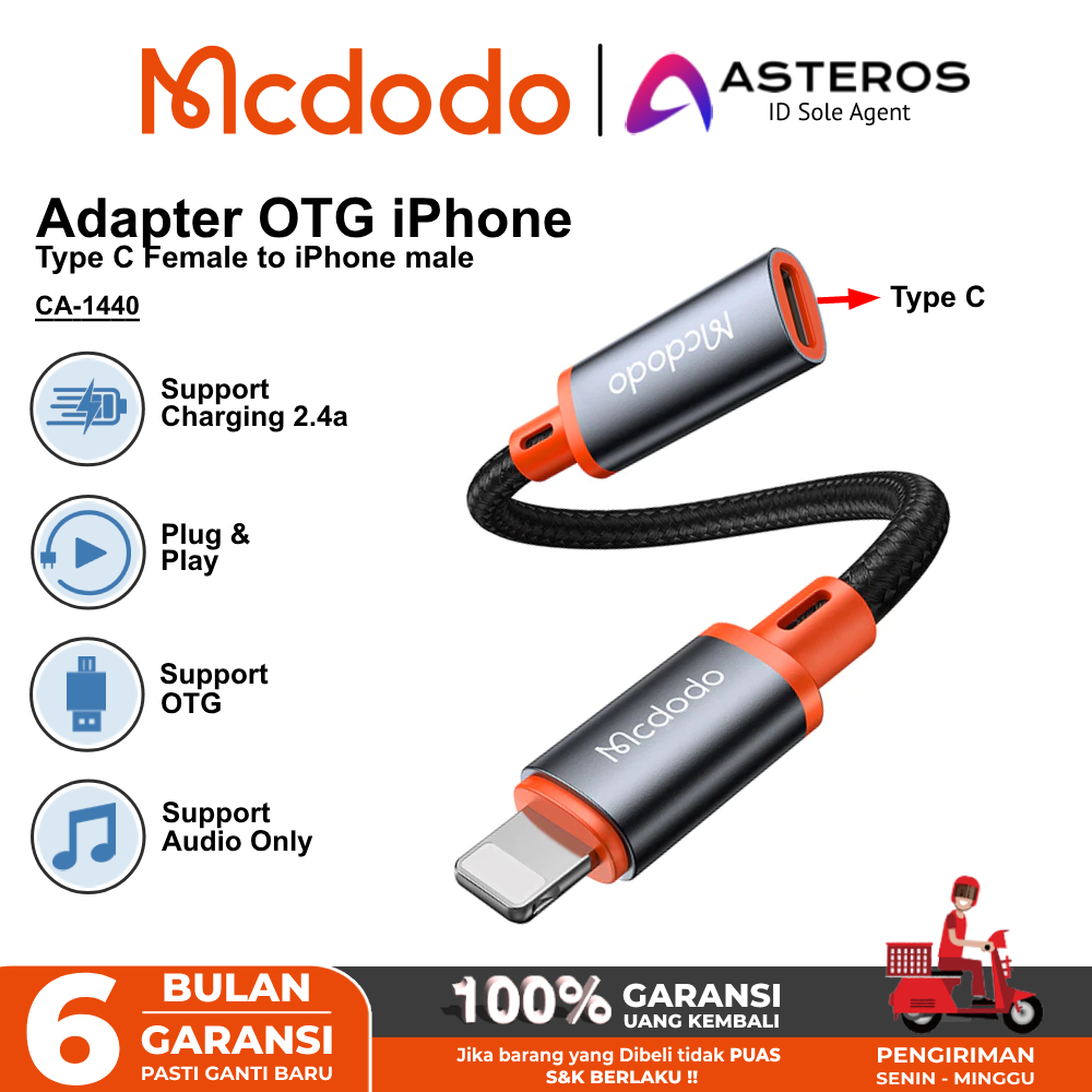 Jual Mcdodo Otg Converter Iphone Lightning Ke Type C Data Transfer