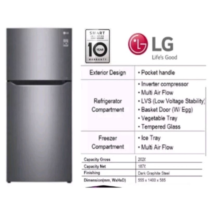 Jual Kulkas Inventer LG new type 2pintu ukuran 202liter utk wil kota ...