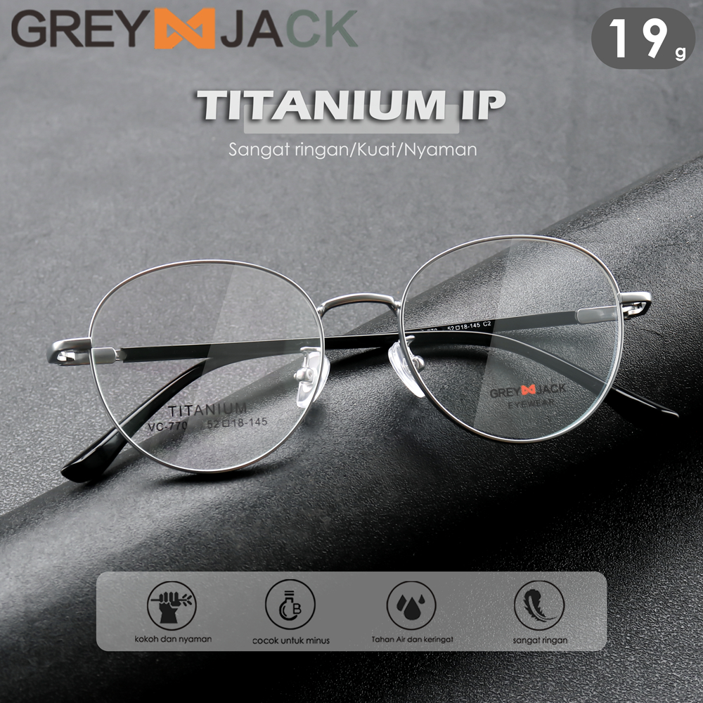 Jual Grey Jack Frame Kacamata Bahan Titanium Ringan Bulat Modis Fashion ...