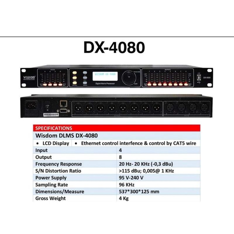 Jual DLMS Wisdom DX4080 4 In 8 Out Driverack Speaker Management ...
