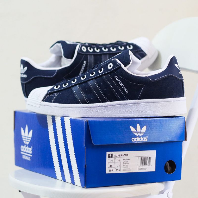 SALE ADIDAS SUPERSTAR CANVAS NAVY WHITE ORIGINAL BNWB MADE IN INDONESIA