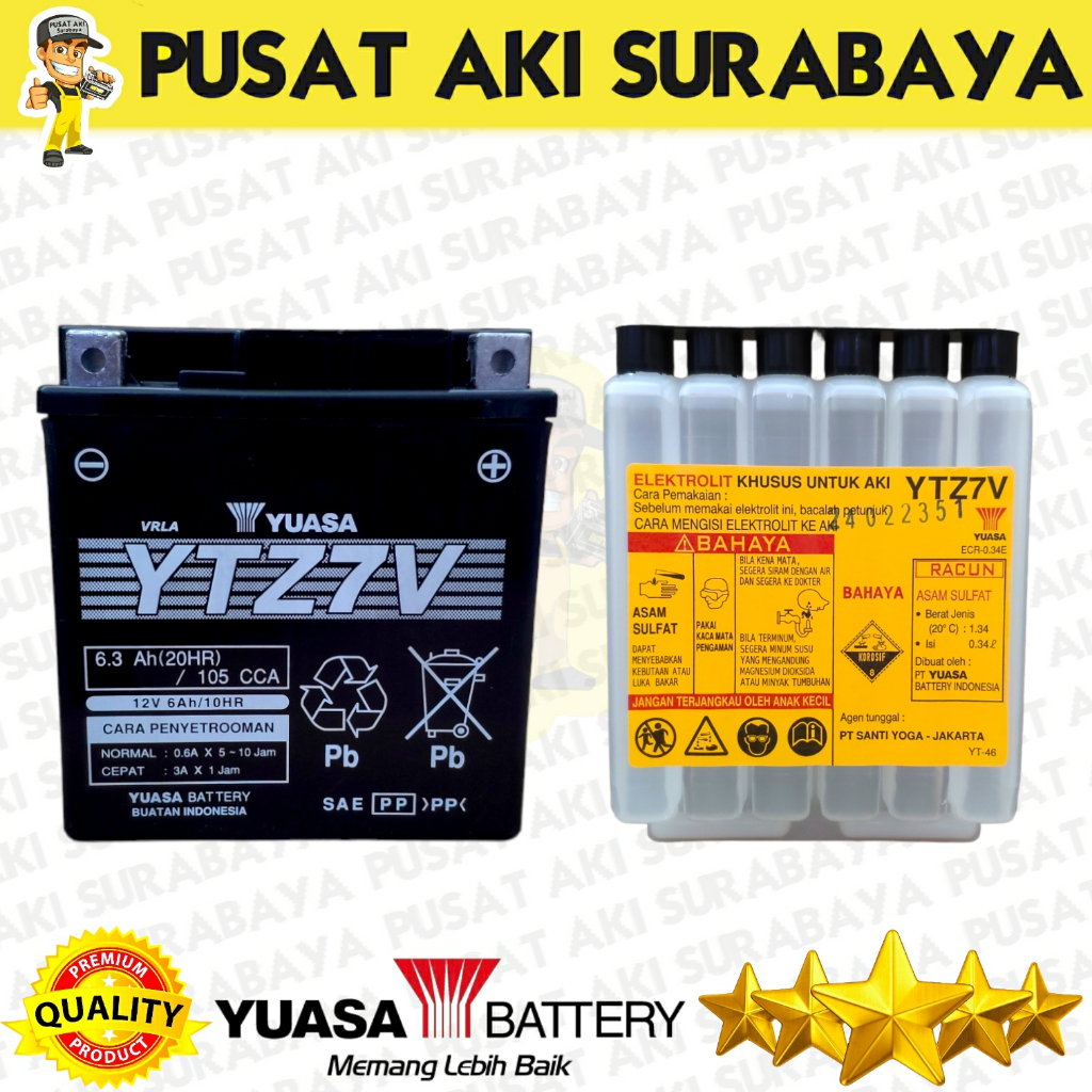 Jual AKI ORIGINAL KUALITAS TINGGI YUASA YTZ7V 6 AH MOTOR ZX 10R AEROX