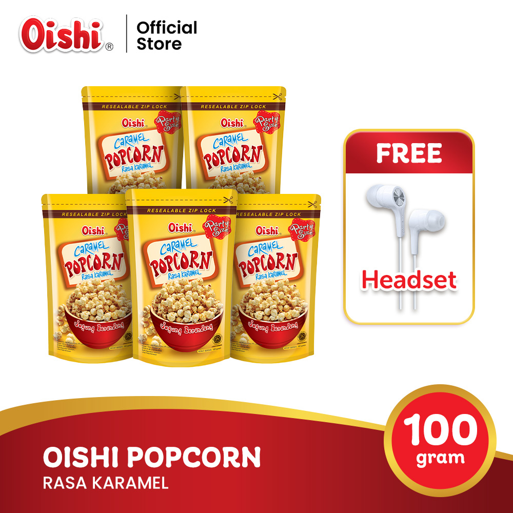 Jual Oishi Popcorn Karamel (5pcs) + FREE Headset | Shopee Indonesia