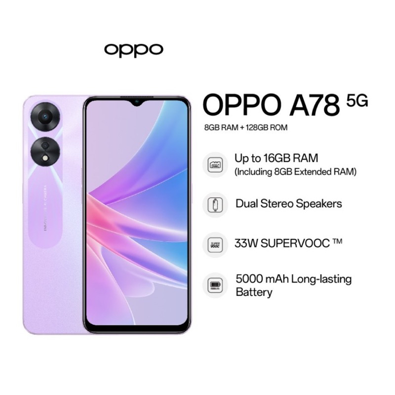 Jual OPPO A78 5G GARANSI RESMI OPPO 8 + 8 / 128GB | Shopee Indonesia