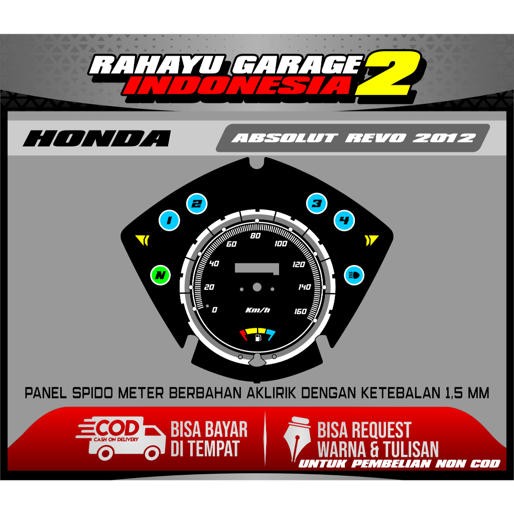 Jual papan speedometer custom absolut revo 2012 panel spido meter ...