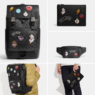 Coach Disney X Track Backpack in Signature Canvas with Patches CC036