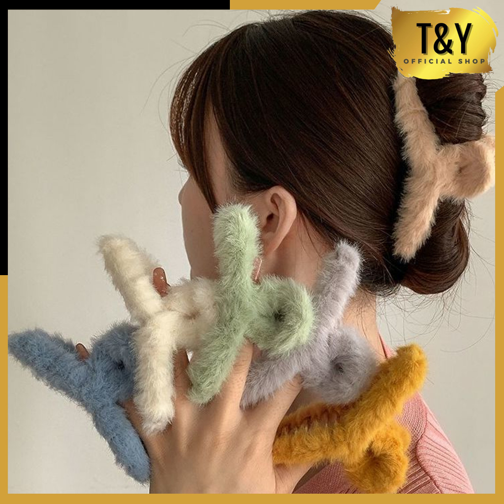 Jual T&Y Jedai Wanita Bahan Bulu Lembut Jepitan Rambut Salon Slim Bulu ...