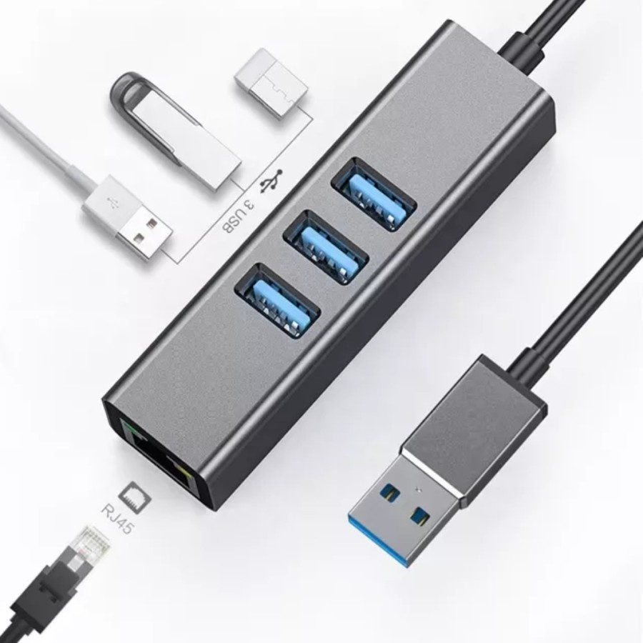Jual Usb 3.0 to lan gigabit Rj45 3 hub 3.0 port Ethernet Adapter ...