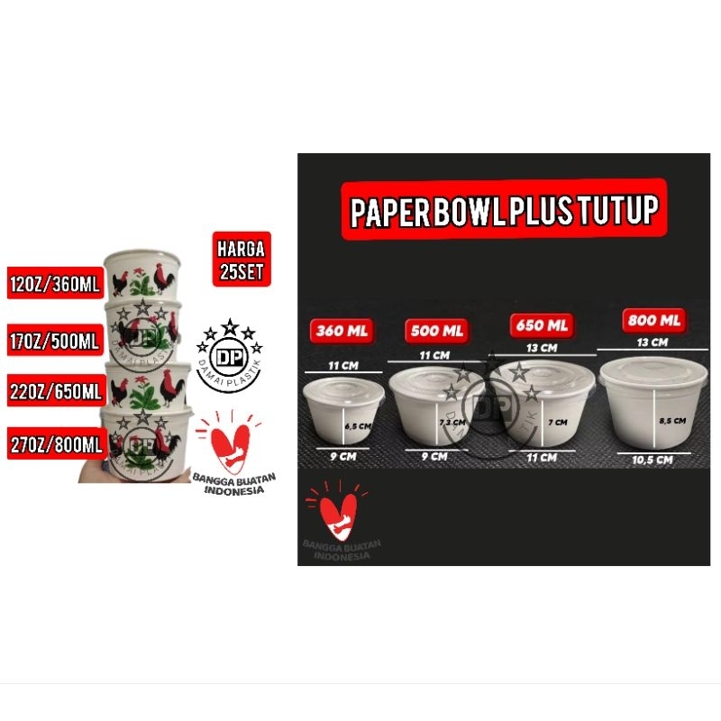 Jual Mangkok Mangkuk Ayam Jago Peper Bowl Paper Cup Rice Bowl Kertas ...