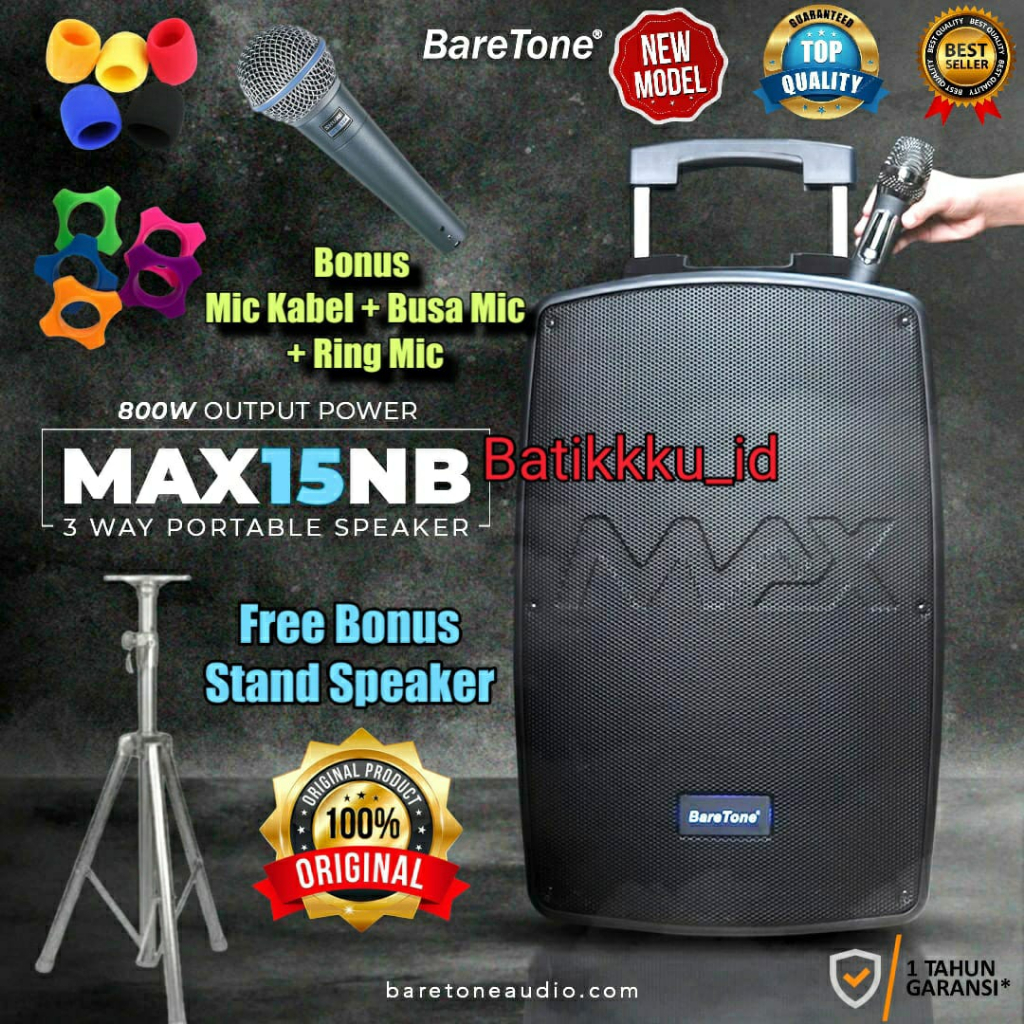 Jual [original] Speaker Portable Baretone Max 15 Nb 3 Way Max15nb Max15