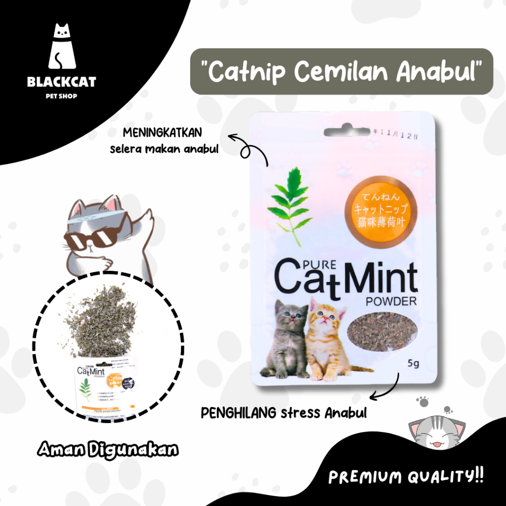 Jual BLACKCAT - Catnip Catmint Cat Mint / Pure Catmint Powder 5g ...