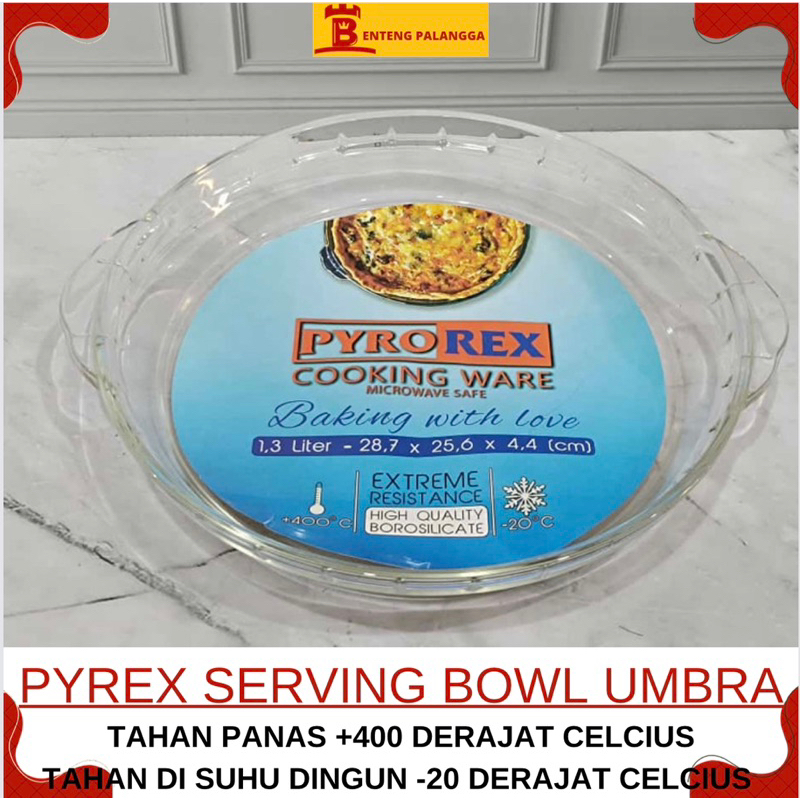 Jual piring baking pyrorex serving bowl kaca premium tahan panas sampai ...