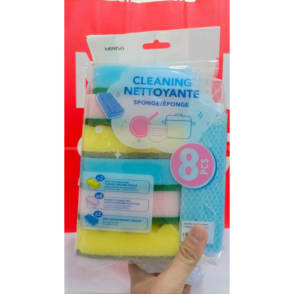 Jual MINISO Sponge Cuci piring/ Cleansing Sponge (8 pcs) | Shopee Indonesia