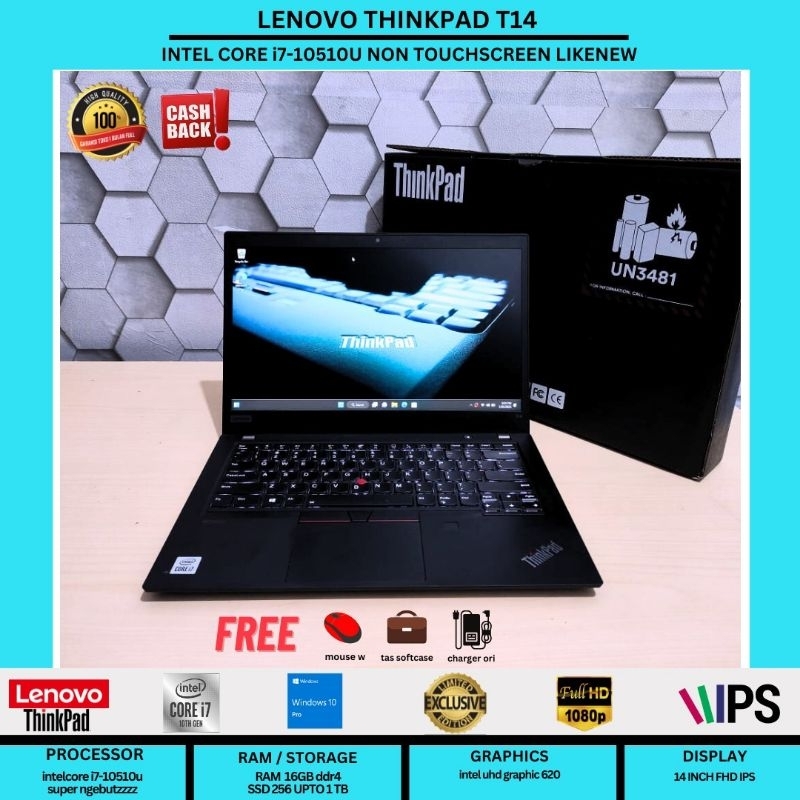 Jual LENOVO THINKPAD T14 i7-10510U 10TH GEN/RAM 16GB/SSD 1TB/BACKLITE ...