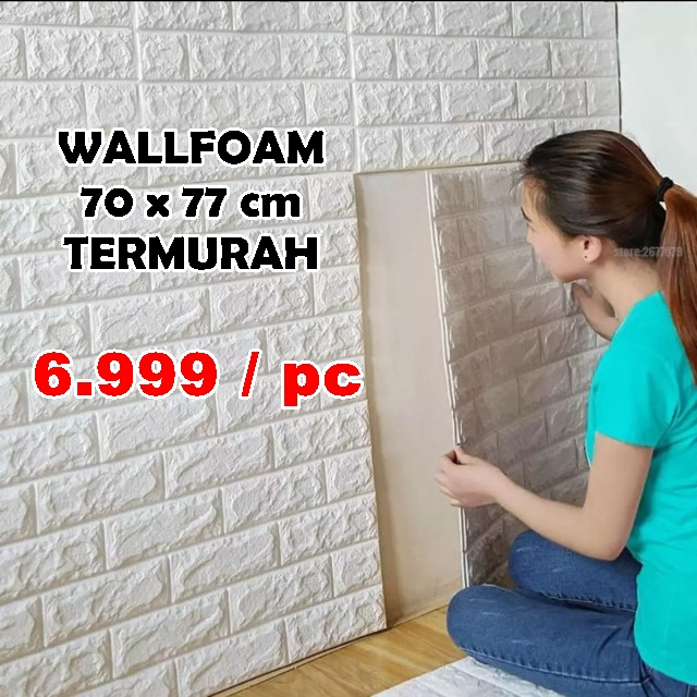 Jual Wallpaper dinding Foam 3D / wallfoam sticker bata 70x77cm