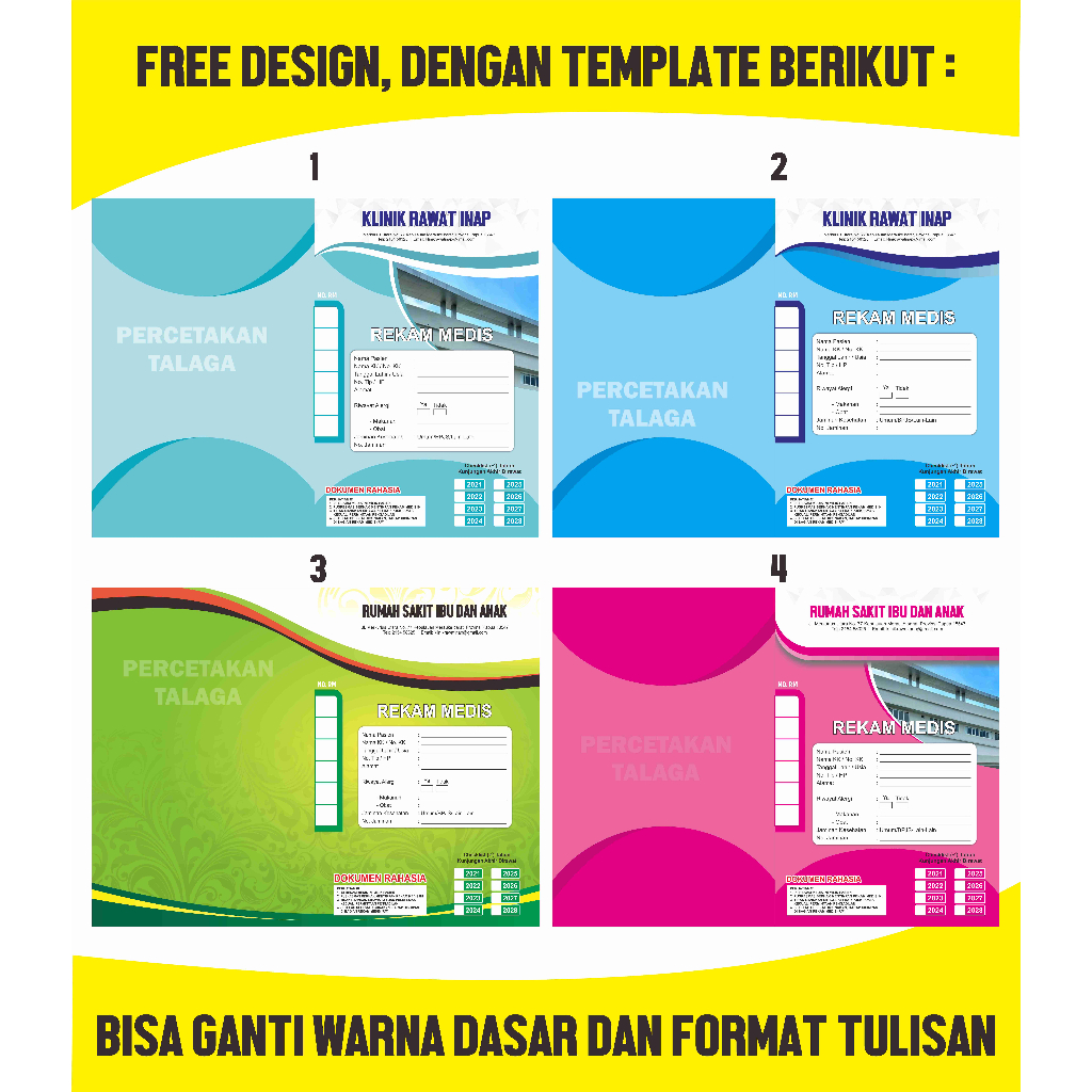 Jual Cetak Map Free Design Rekam Medis RM Medical Record F4 Free Design ...