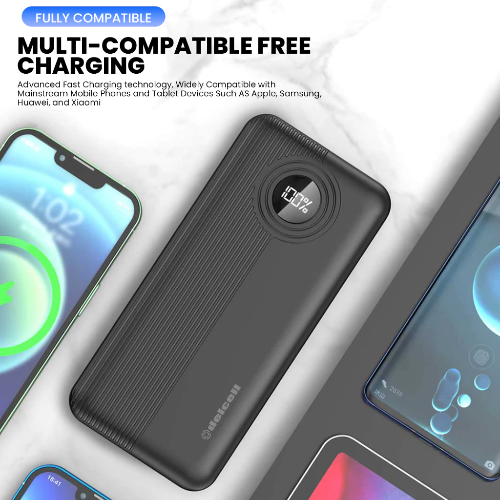 Delcell GEAR Power Bank 10500mAh 22.5W Digital Display QC 3.0+ PD Real Capacity 2 Tahun garansi