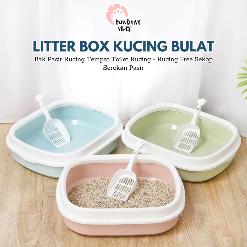 Jual Litter Box Kucing Bulat Bak Pasir Kucing Tempat Toilet Kucing