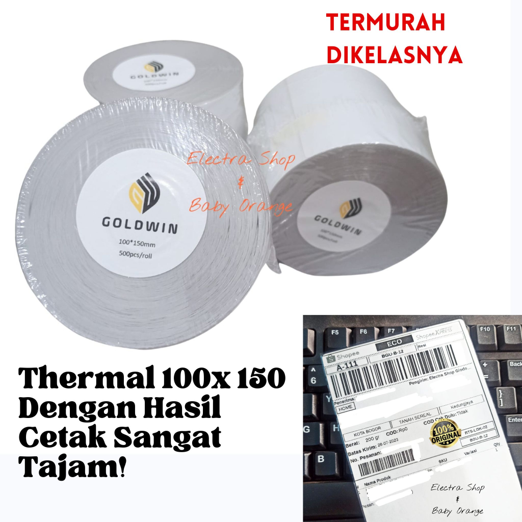 Jual Kertas Label Thermal Resi Barcode Roll A6 100x150mm Isi 500 Pcs