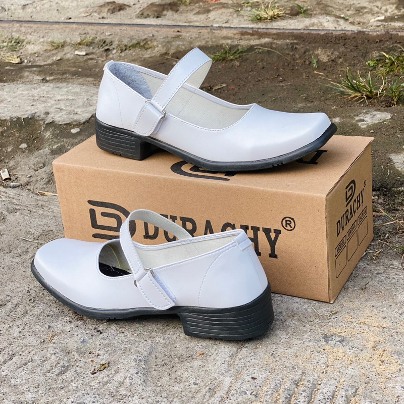 Jual DURACHY Sepatu Pantofel Wanita Putih Perawat Hak 3 Cm Size 37 - 41 ...