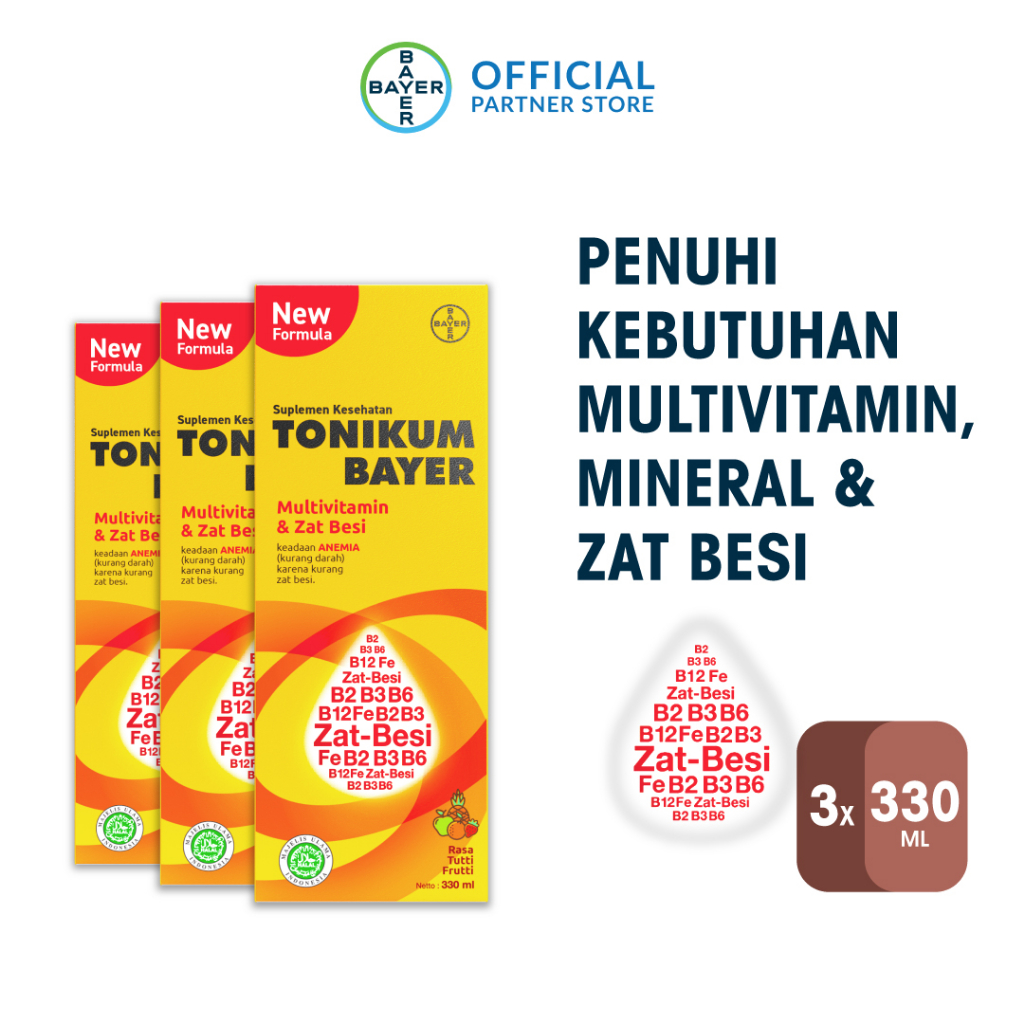 Jual Tonikum Bayer Multivitamin 330ml X 3 Unit | Shopee Indonesia