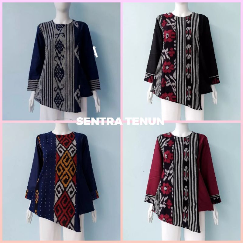Jual BLOUSE TENUN ETNIK KOMBINASI - BAJU ATASAN TENUN | Shopee Indonesia