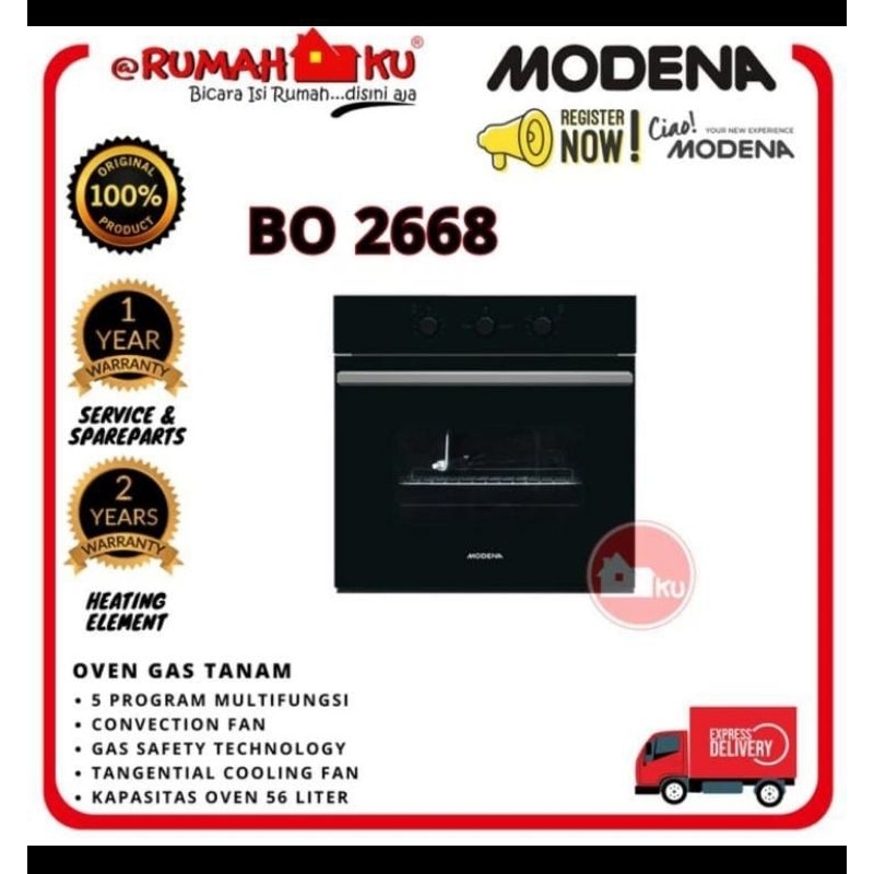 Jual Built In Oven Gas Modena BO 2668 Shopee Indonesia