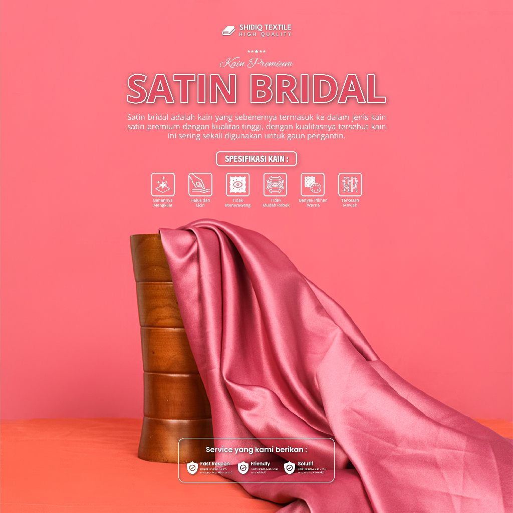 Kain Satin Bridal Harga Per 0 5 Meter