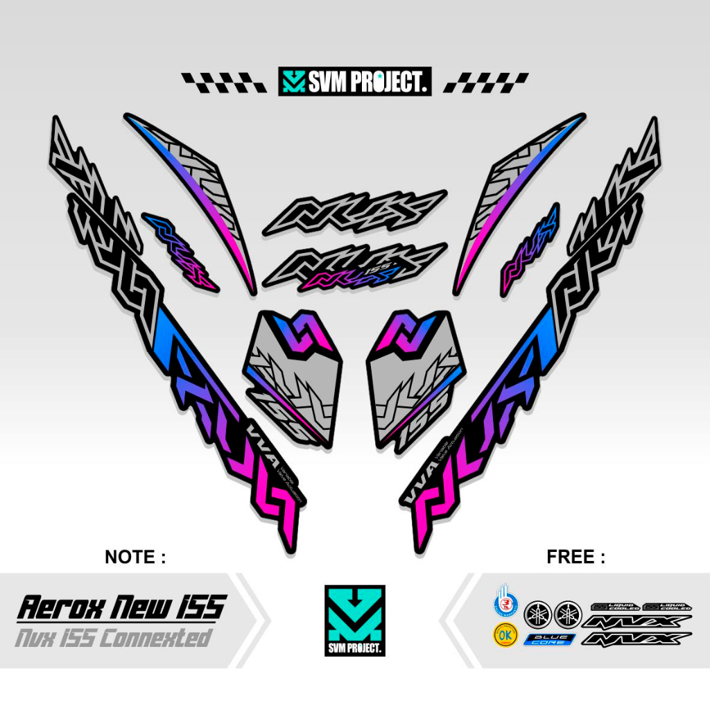 Jual STRIPING AEROX 155 NEW CONNECTED MOTIF 19 / COMBO COLOR / DASAR ...