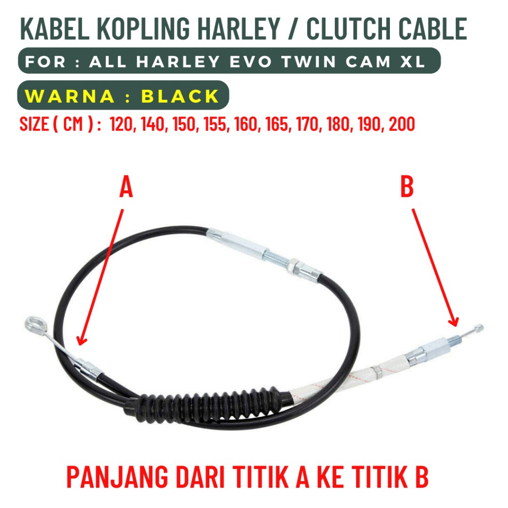 Jual KABEL KOPLING CLUTCH CABLE HARLEY EVO TWINCAM XL HITAM Shopee