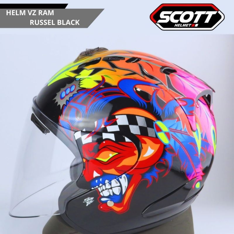 Jual HELM SCOTT VZRAM RAM 4 ORIGINAL SOLID MOTIF HALFFACE SNI | Shopee ...