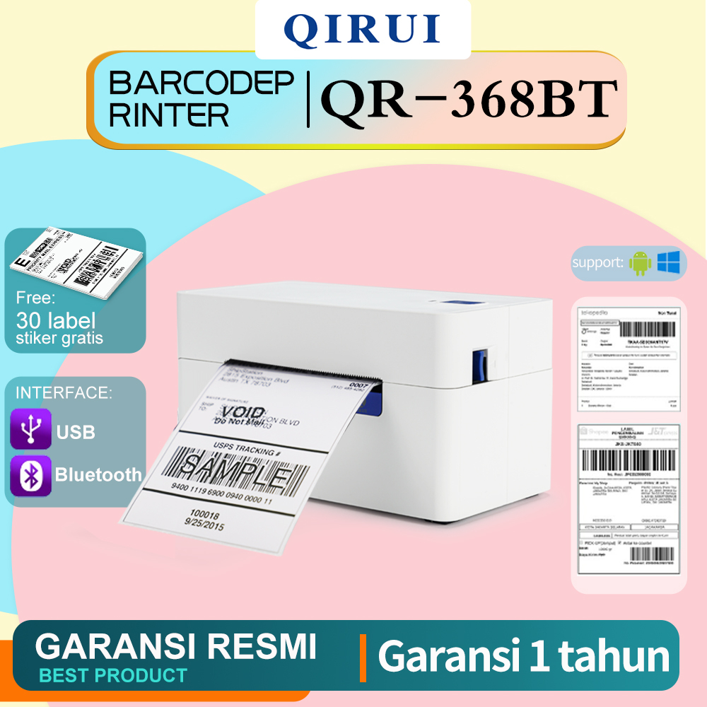 Jual Qirui merek barcode stiker printer 80mm thermal label printer
