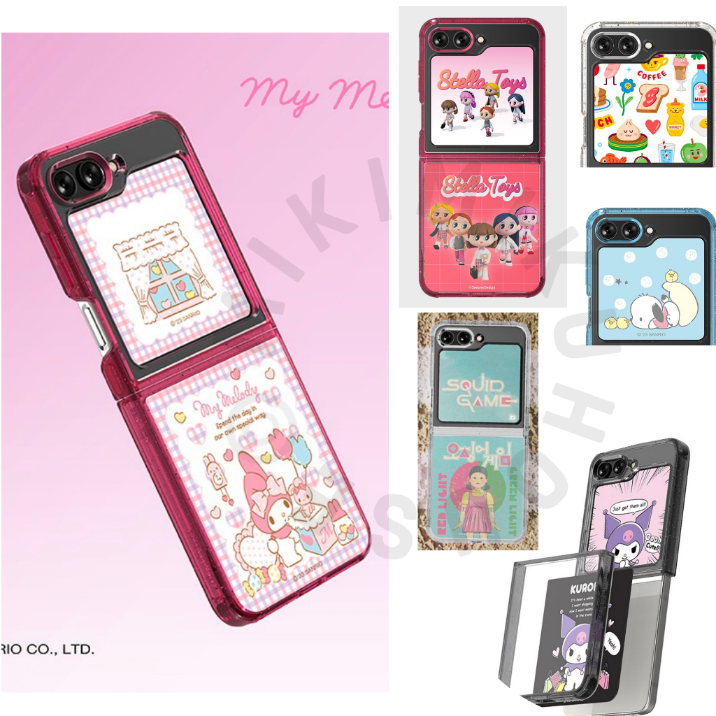 NFC CARD Z FLIP SUIT CASE SET CASING ZFLIP5 SAMSUNG GALAXY KOREA KOREAN  KUROMI OFFICIAL SANRIO HELLO KITTY ELMO FLIP SUIT CASE SAMSUNG Z FLIP 5G