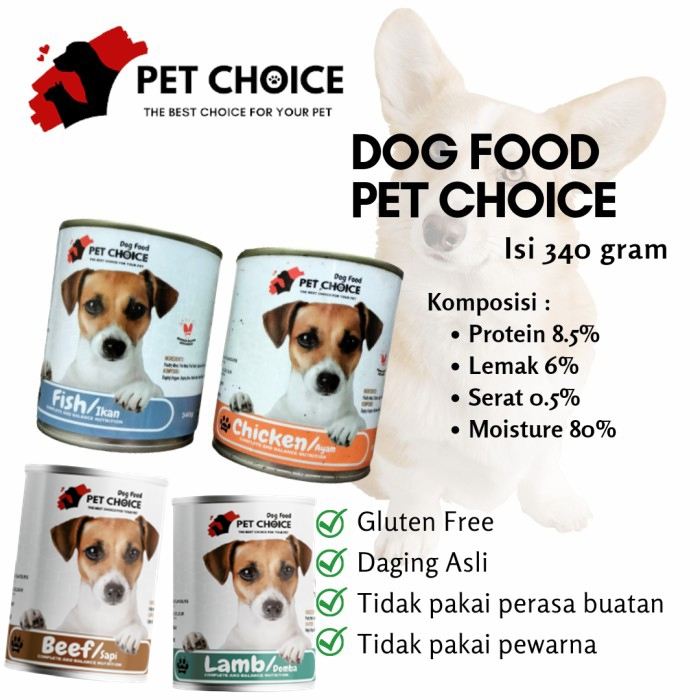 Jual PET CHOICE Dog Wet Food Can 340 gr Makanan Anjing Basah Kaleng 340g Shopee Indonesia