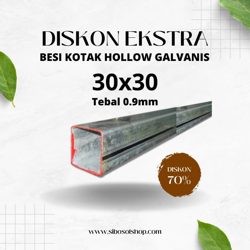 Jual Besi Kotak Hollow Galvanis 3x3 (30x30mm) Tebal 0.9mm | Shopee ...