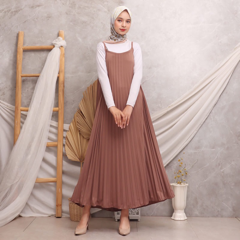 Jual Pleats Dress Dress Plisket Inner Plisket Gamis Plisket 130