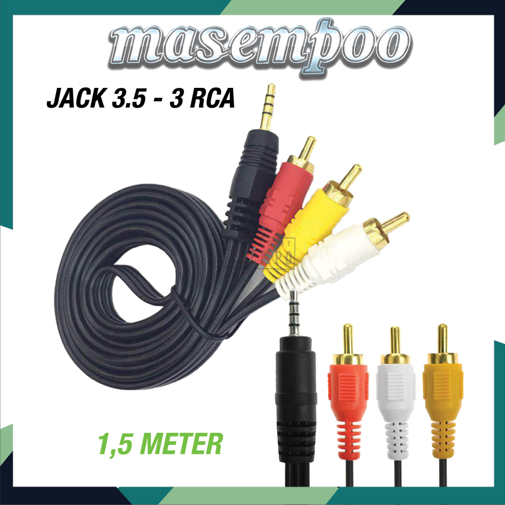 Jual Kabel JACK 3.5 - 3 RCA 1.5 Meter / Kabel AUDIO TO 3 RCA GOLD ...